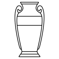 The classical form of the Greek amphora. Ceramic vase for the interior. An urn made of clay. Vector icon, outline, isolated