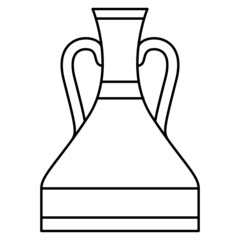 A vase, a triangular-shaped jug with a narrow neck. Ceramic urn, amphora with two side handles. Vector icon, outline, isolated