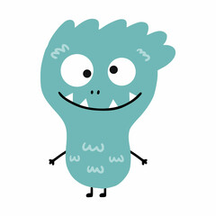 Cute monster in doodle style. Vector character for children book.
