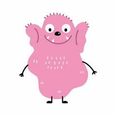 Cute monster in doodle style. Vector character for children book.