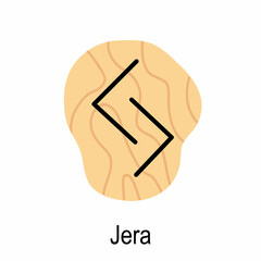 Fototapeta premium Old rune Jera, ancient Scandinavian alphabet vector illustration, hand drawn typography, occult letters, mystical signs, esoteric concept