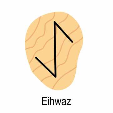 Old rune Eihwaz, ancient Scandinavian alphabet vector illustration, hand drawn typography, occult letters, mystical signs, esoteric concept