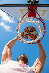 sport and hobby. dunk in basket. slam dunk in motion. summer activity.