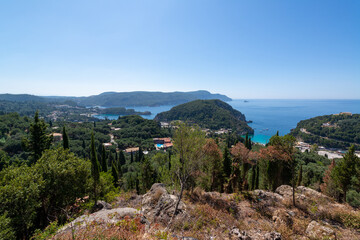 The Plaiokastritsa coastline in Korfu, Greece.