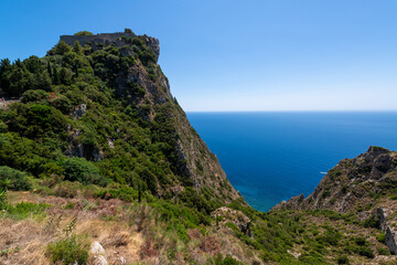 Fototapeta na wymiar The Plaiokastritsa coastline in Korfu, Greece.