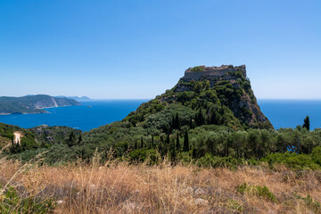 The Plaiokastritsa coastline in Korfu, Greece.