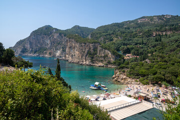 Palaiokastritsa in Korfu, Greece: The Palaiokastritsa beach from above