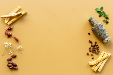 Agar wood tree oil perfume in silver bottle with spices and fruits