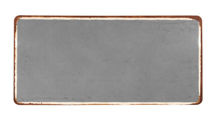 Vintage rusty enameled grey grunge metal sign  isolated on white background including clipping path