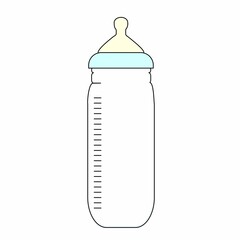 Illustration of an long empty baby bottle