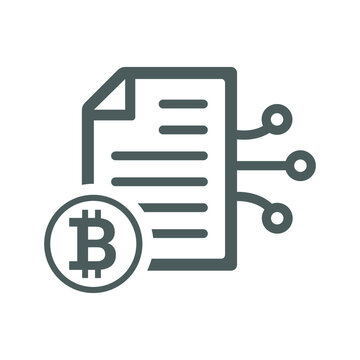 Paper, bitcoin icon. Gray vector sketch.