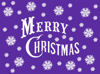 Naklejka na ściany i meble Merry Christmas card on a violet background with snowflakes