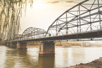Zhongshan Iron Bridge on the Yellow River in Lanzhou, China