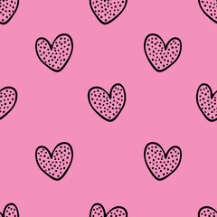 Abstract vector hearts seamless pattern. Valentine's Day love theme, vector hand drawn