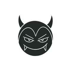 Devil Icon Silhouette Illustration. Demon Horror Vector Graphic Pictogram Symbol Clip Art. Doodle Sketch Black Sign.