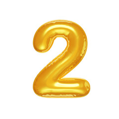 Balloon in the shape of the number two, isolated illustration on a white background, 3d rendering