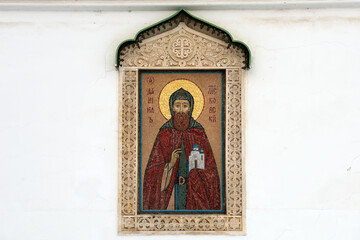 Fototapeta premium Mosaic icon of St. Daniel of Moscow in the St. Daniel Monastery. Moscow.