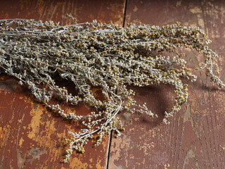 dry medicinal plant wormwood close up