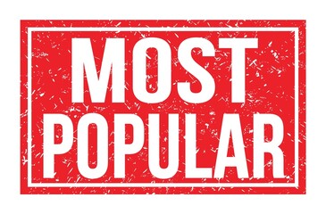 MOST POPULAR, words on red rectangle stamp sign