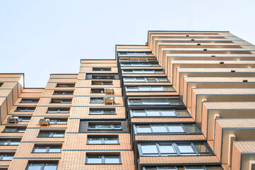 New building with residential apartments, business and office building, multistorey huge house,...