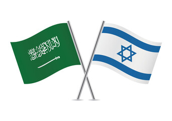 Saudi Arabia and Israel flags. Vector illustration.