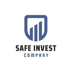 Safe Investment logo design concept. Logo design for trustworthy investment business. Combination of Shield with Chart