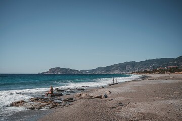 view of Alanya, sea beach in Alanya, Turkey