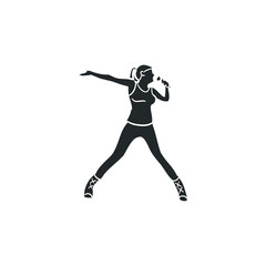 Fototapeta na wymiar Singer Woman Icon Silhouette Illustration. Artist Female Vocalist Vector Graphic Pictogram Symbol Clip Art. Doodle Sketch Black Sign.