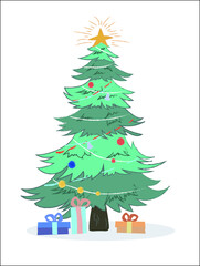 christmas tree with gifts eps vector 