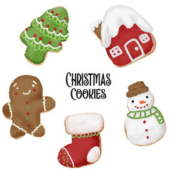 Christmas Cookies Watercolor Illustration Vector