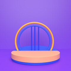 3d render abstract platforms with golden part. Realistic mock up for promotion, banners background, product show.