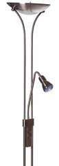 Fototapeta premium nickel uplighter torchiere floor lamp with shade and small reading light isolated on white background
