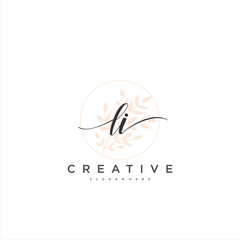 LI Initial handwriting minimalist geometric logo template vector art, Logo for business beauty, fashion, and other - obrazy, fototapety, plakaty