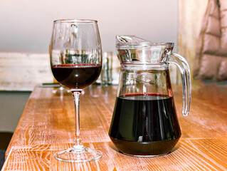 Fototapeta Decanter and a glass of wine obraz