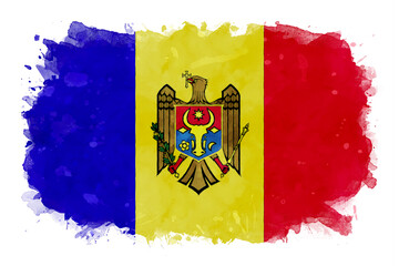 Moldova National Flag Watercolor Illustration