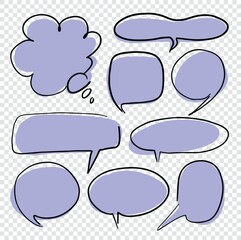 Empty speech bubbles in the color of Very Peri