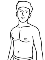 Fototapeta premium black and white of cute man cartoon for coloring