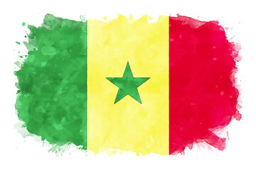 Senegal National Flag Watercolor Illustration