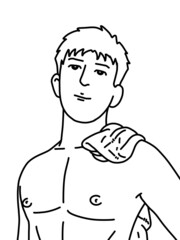 black and white of cute man cartoon for coloring