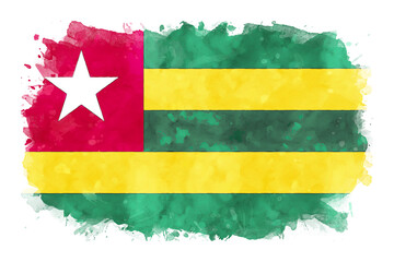 Togo National Flag Watercolor Illustration