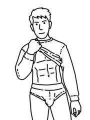 black and white of cute man cartoon for coloring