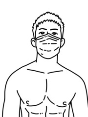 black and white of cute man cartoon for coloring