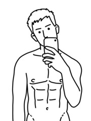 black and white of cute man cartoon for coloring