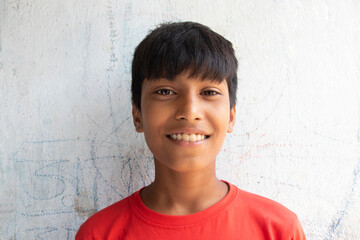 Portrait of a young rural boy smiling 