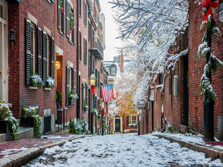 Fototapeta na wymiar The colonial architecture of Boston in Massachusetts, USA.