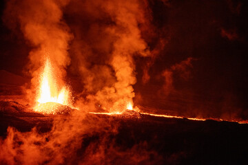 Reunion island volcano eruption, Piton de La Fournaise, France