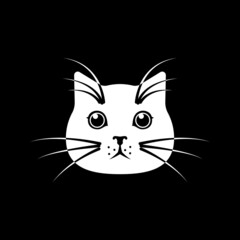 Cat icon on black background