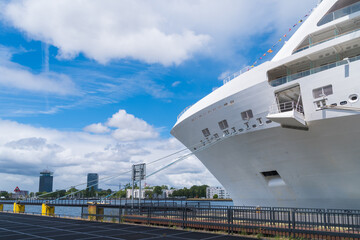 cruise ship in Amsterdam harbor
