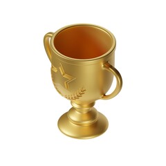 Winner Gold Trophy 3D Icon. 3D illustration.