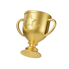 Winner Gold Trophy 3D Icon. 3D illustration. - obrazy, fototapety, plakaty